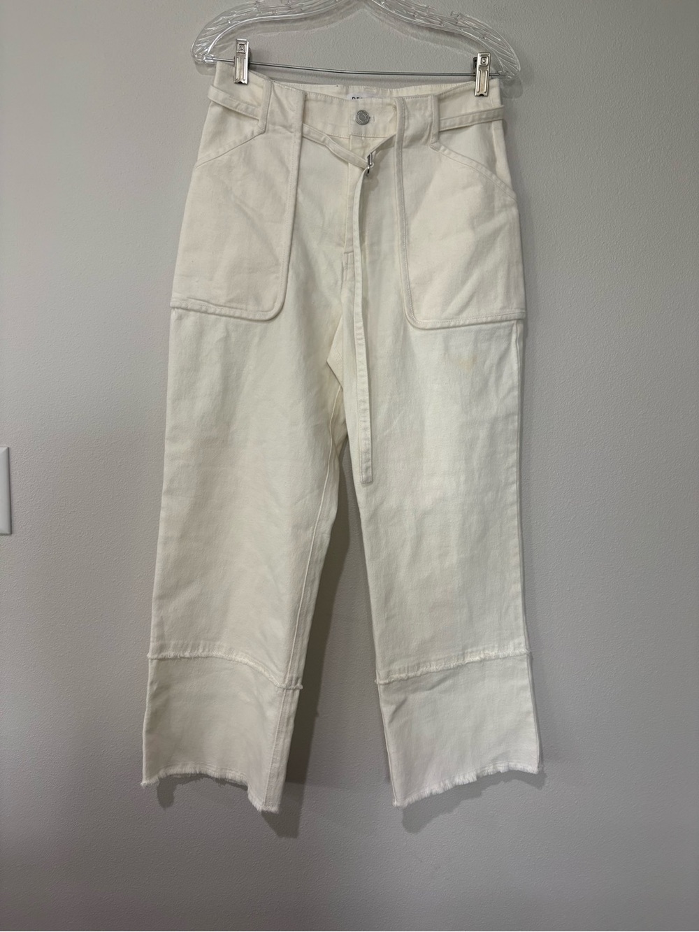 10 Crosby Derek Lam Off-White Cropped Wide-Leg Jeans